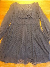 SHEIN Black Long Sleeve Swiss Dot Fit & Flare Dress picture