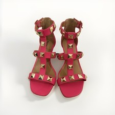 NWOT TORRID sz 6.5 Wide Width Hot Pink Gold Studded High Heel Strappy Sandals picture