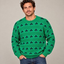 Quill's Woollen Market Sweater Mens XXL Green Excellent Vintage Shamrock Ireland picture