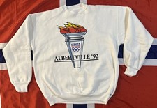 VTG 1992 USA Winter Olympics Albertville Games Torch Logo DISCUS Sweatshirt XL picture