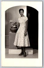 RPPC c1950s Trinidad Elegant Black Woman Portrait Fashion Postcard picture