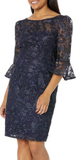 NEW Adrianna Papell women size 16 Rosie lace overlay Sheath Dress midnight navy picture