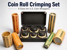 14 pc 6 Denomination Coin Roll End Crimp Set with Steel crimp tabs and drive bit picture