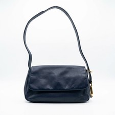 Vintage Etienne Aigner Navy Blue Leather Purse Flap Bag Blue Gold picture
