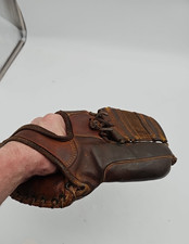 Vintage 1950s RAWLINGS PM BASEBALL GLOVE 3 Finger Eddle Matthew's PM Glove 3 Fin picture