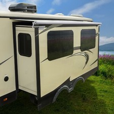RecPro RV Slide Topper Slideout Awning Assembly in White and Black picture