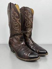 Vintage Nocona Teju Lizard Cowboy Boots Mens 7.5 Brown Exotic Leather Western picture