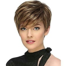 Human Hair New Fashion Charm Women's Golden Brown Wavy Wigs 10 In picture