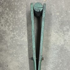 Primitive Green Wooden Clamp Jig Tool w/ Metal Wing Nut Hardware picture