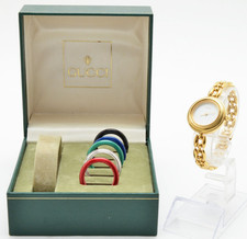 Vintage [Exc+5] GUCCI Change Bezel 11/12.2 6 Colors White Gold Qz Women Watch picture