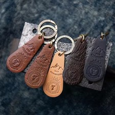 Handmade Vintage Genuine Leather Keychains Motel Vintage Motorbike Gifts for Men picture