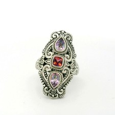 SARDA Sterling Silver Pink/Purple Stone Cocktail Ring - Size 11 (C31038426) picture