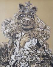 Pristine vintage Miss Piggy lithograph by K. Chillis 1980 • MINT • RARE picture