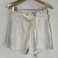 NEW J McLaughlin White Abbie Linen Blend Tie Waist Shorts Size 6 • MSRP $138 picture