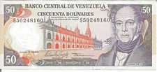 Venezuela Banco Central de Venezuela 50 Cincuenta Bolivares Banknote 1995 Au #31 picture