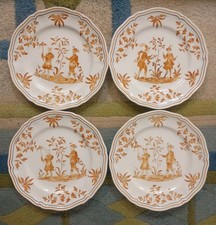 Vintage ~ 4 New Unused Olerys by Longchamp Chinoiserie Cat Dinner Plates picture