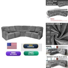 Peryiter 7 Pcs L Shape Sectional Recliner Sofa Covers 5 Seat Sectional Couch picture