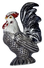 Vintage Ceramic Rooster Figurine Gray Black Japan Mark Red Comb picture