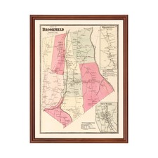 Old Map of Brookfield, CT 1867 - Vintage Brookfield Connecti picture