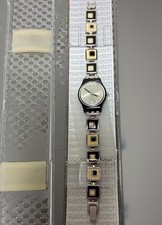 VTG Swatch LB160G Swiss Made Quartz Watch White Dial Black Case NIB With Papers picture