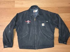 Vintage Carhartt J01 BLK Detroit Jacket Wafertech Logo USA Blanket Lined Size 44 picture