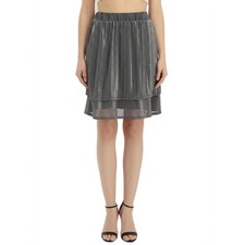 Potter’s Pot Skirt Size Large Black Metallic Pleated Layered A-Line Pull-On New picture