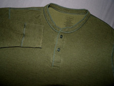 L.L. Bean Dark Green Wool Blend Henley River Driver Thermal Shirt Men's XL picture