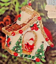 RARE LeeWards SANTA'S CHALET Vintage Christmas Sequin Bead Ornament Kit NOS picture