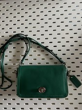 COACH Penny Shoulder Bag Leather green Tassel Turnlock Authentic Used 19914 picture