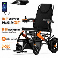 36LB Lightweight Foldable Electric Wheelchair 500W 350LB 18.5