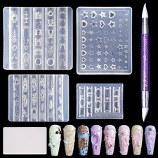 Laza 4pcs Silicone Nail Art Molds, 3D Virgin Mary, Mirror Frame, Heart, Bowkn... picture