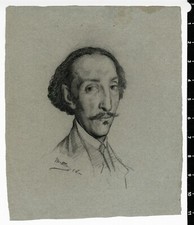 c. 19th Century Gentleman Charcoal Pencil Drawing by Unknown Artist, SIGNED picture