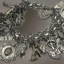 Vintage ELCO Charm Bracelet LOADED With OVER 20 STERLING SILVER CHARMS picture