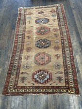 Incredible Antique Camel Hair Serab Runner Rug 3’9x6’7 All Vegetable Dyes C.1890 picture