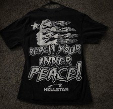 Hellstar Men's L Black Cotton Crew Neck Short Sleeve Skeleton Graphic Tee picture