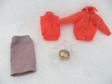 Vintage Mattel Barbie Doll Clothing - #957 KNITTING PRETTY Orange Sweater Set picture