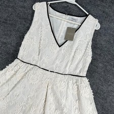 Anthropologie Wolven Dress Womens Size Medium White Tank Wedding Embroidered New picture