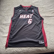 Adidas LeBron James Miami Heat Basketball Jersey Mens XL Black Red NBA picture