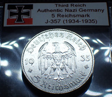 Nazi Germany Silver *1935-J* Potsdam Church Coin 5 Reichsmark Third Reich J.357 picture