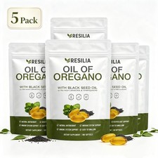 1-5Pack Resilia Oil of Oregano 6000mg with Black Seed Oil Softgels - 60 Capsules picture