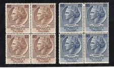Italy - Sc# 661 - 662 MNH - Blocks (4) -wmk 277   /      Lot 0526078 picture