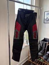 Vintage Leather Kawasaki Ninja Hein-Gericke Motorcycle Pants Black Red Sz 30-32 picture