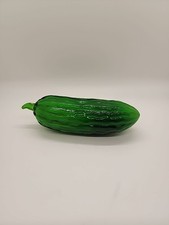 VTG Murano Style Hand Blown Glass Green Cucumber Pickle Zucchini Art Glass 6