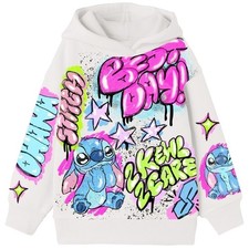 Disney's Lilo & Stitch Girls Airbrush Style Graphic Retro Pullover Hoodie -... picture