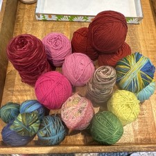 Premium Mystery Yarn Stash Lot - Jewel Tone Palette 16+ Expert Cakes Destash picture