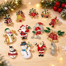 Bulk 20pcs Mixed Christmas Theme Brooch Pins Enamel Charms Holiday Party Jewelry picture