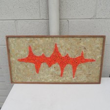 1960'S TILE GLASS MOSAIC ART TEAK FRAMED - AWESOME 15X28 picture