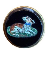Scarce  Exquisite  Victorian  Micro Mosaic DOG  Button 15mm  picture