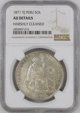 :1871 YJ PERU SILVER-CROWN 1-SOL KM# 196.3 NGC AU-DETAILS HIGHEST-GRADES picture