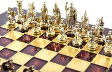 Greek Roman Army Small Chess Set red board picture